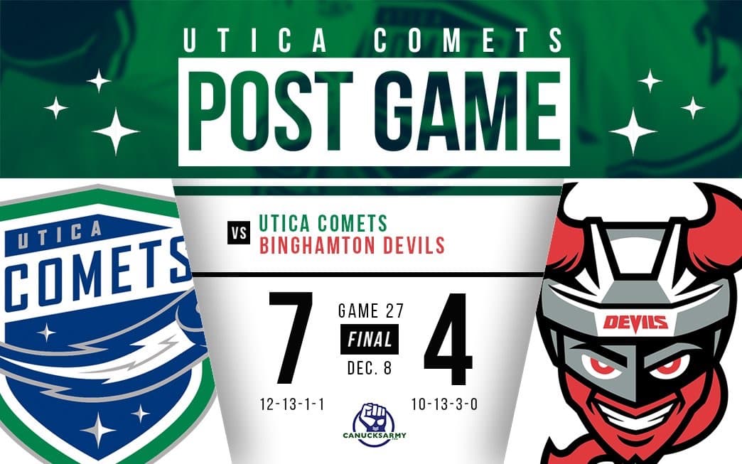 CanucksArmy Utica Comets Post-Game: The Utica Comets Win Second Straight With 7-4 Victory Over 