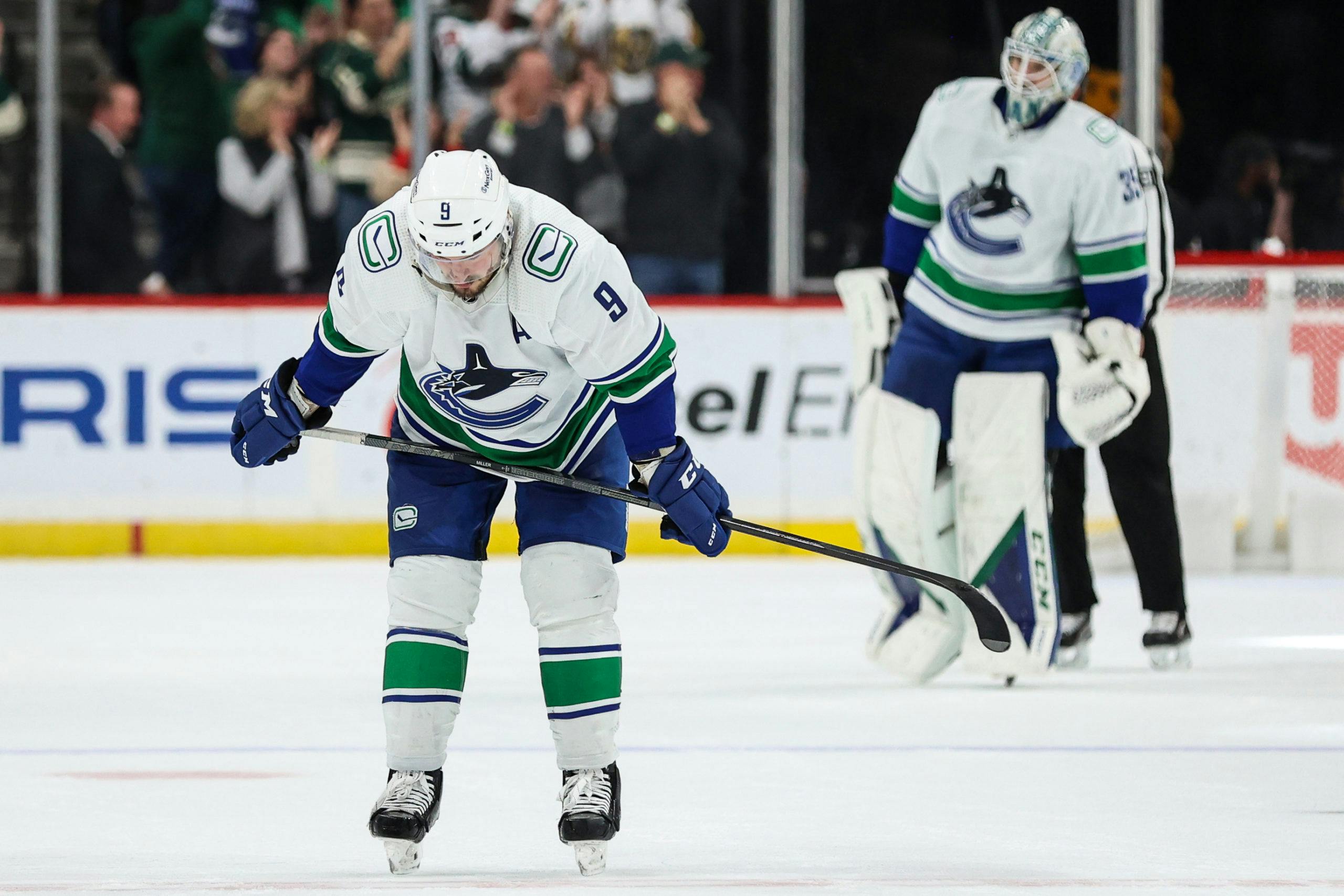 Canucks' J.T. Miller visibly upset with goalie Collin Delia late in loss to  Jets