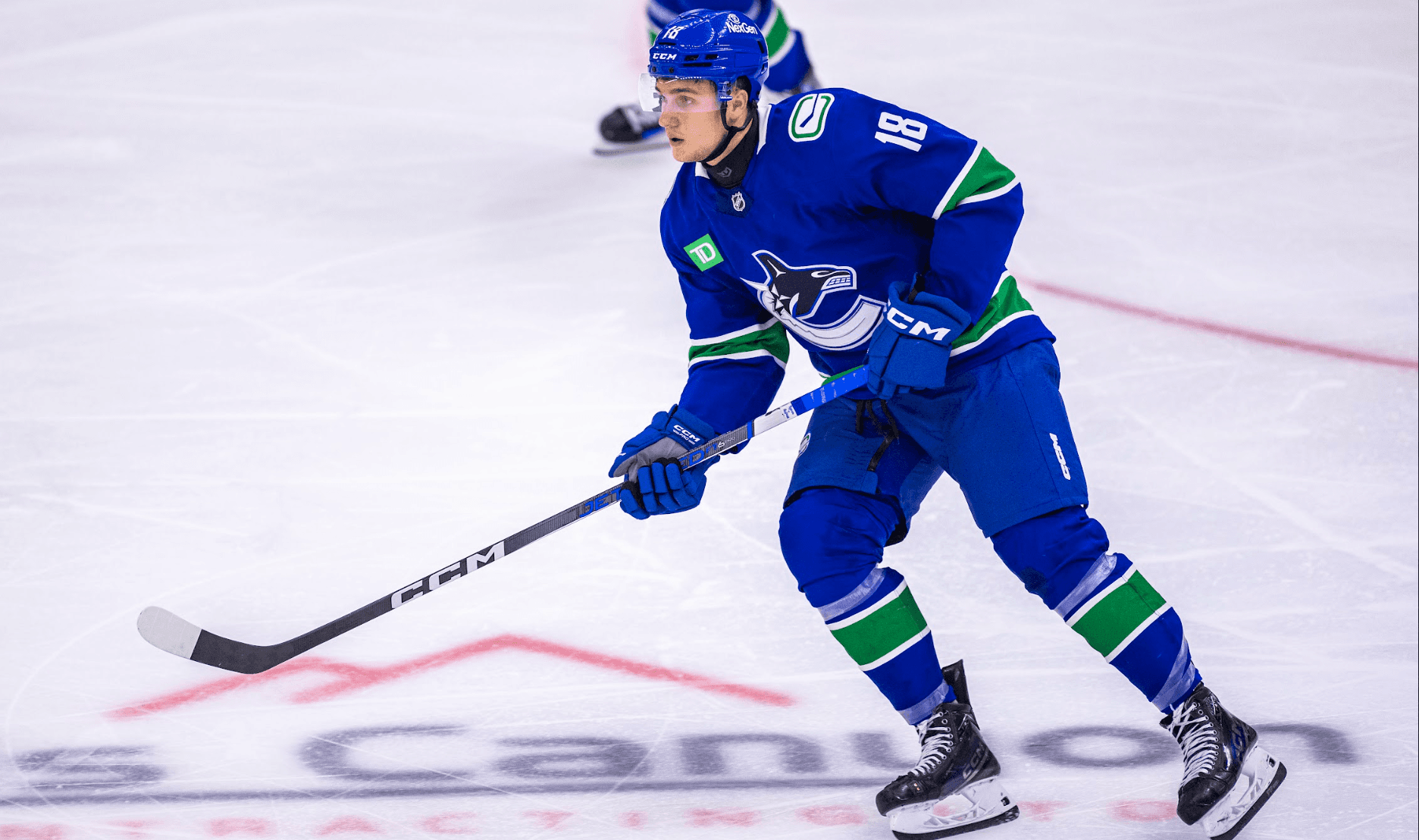 Forward Danila Klimovich during the Vancouver Canucks' 2-0 win over the Edmonton Oilers at the 2024 Young Stars Classic from Penticton, BC