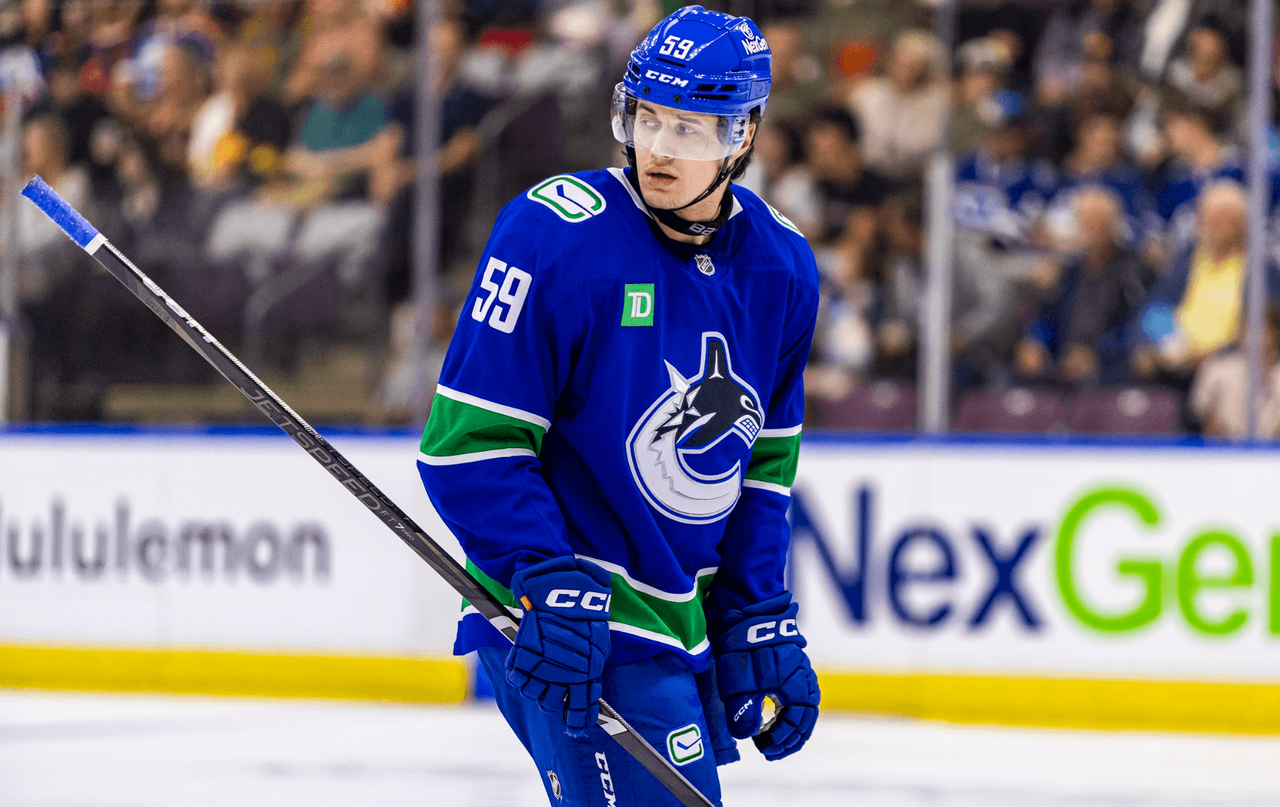 Defenceman Kirill Kudryavtsev during the Vancouver Canucks' 2-0 win over the Edmonton Oilers at the 2024 Young Stars Classic from Penticton, BC