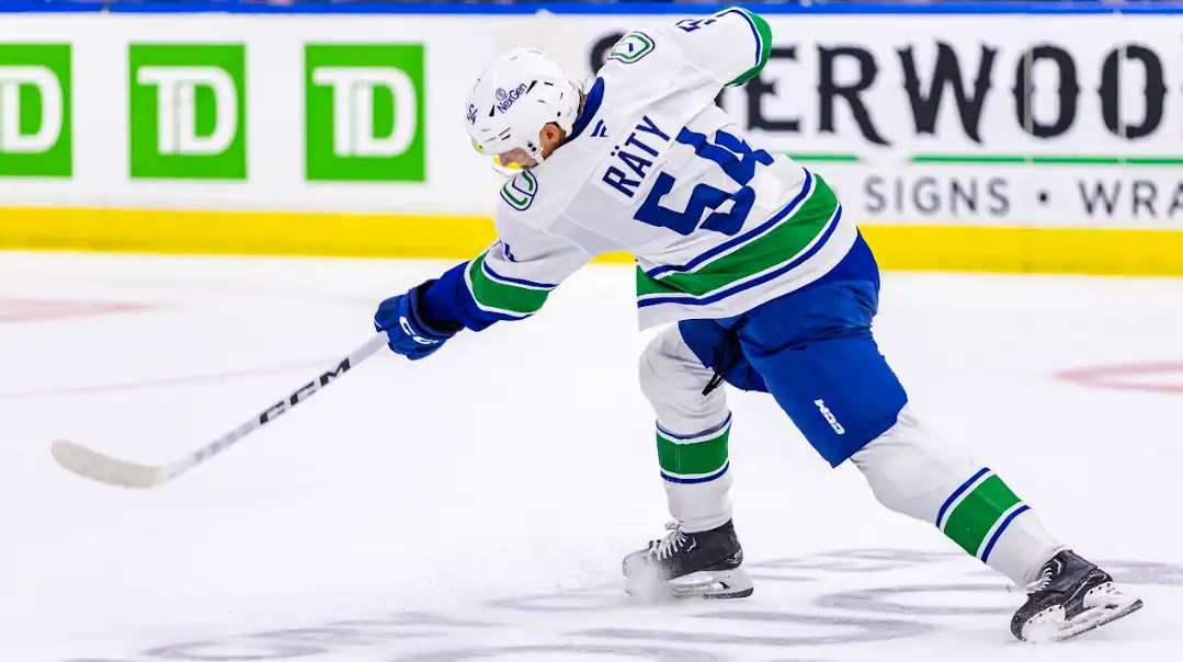 Aatu Räty during the Vancouver Canucks' 4-2 win over the Winnipeg Jets at the 2024 Young Stars Classic from Penticton, BC.