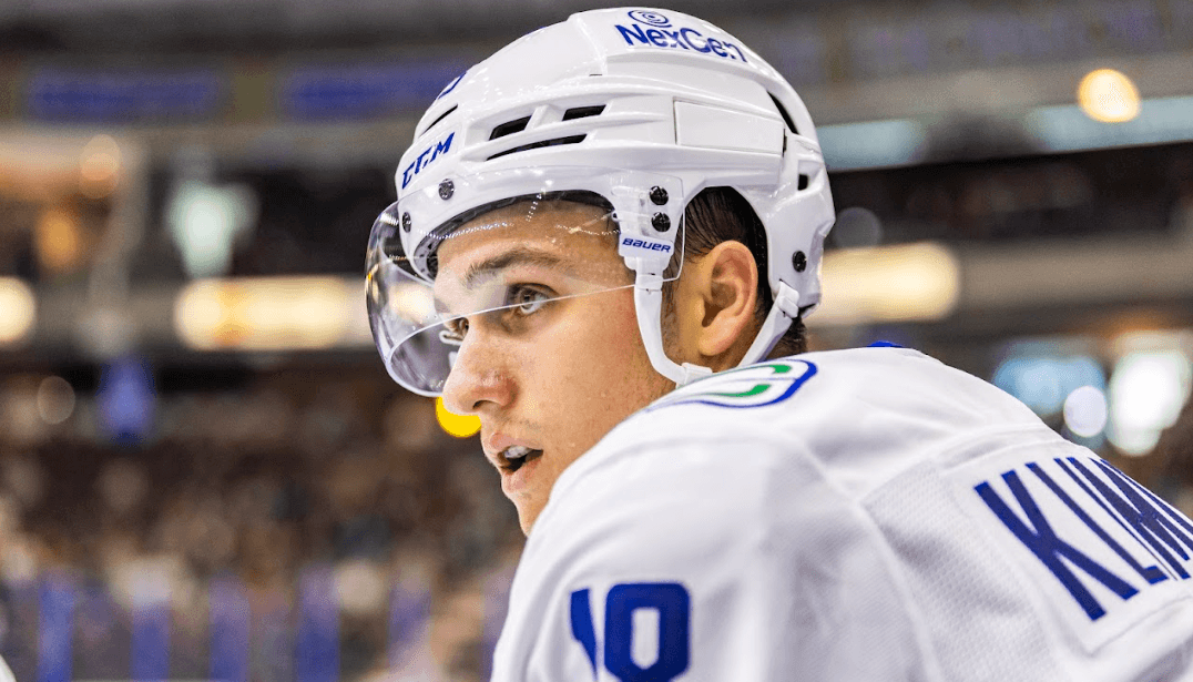 Danila Klimovich during the Vancouver Canucks' 4-2 win over the Winnipeg Jets at the 2024 Young Stars Classic from Penticton, BC.