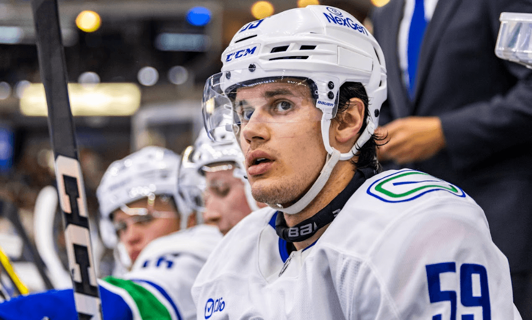 Kirill Kudryavtsev during the Vancouver Canucks' 4-2 win over the Winnipeg Jets at the 2024 Young Stars Classic from Penticton, BC.