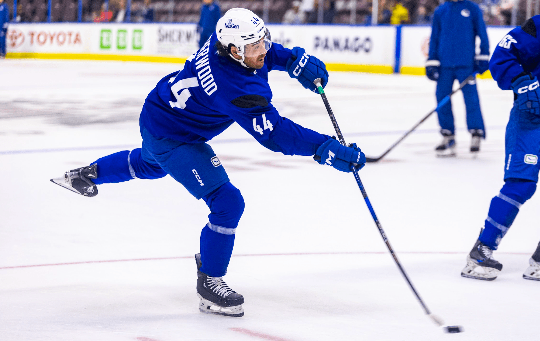 Kiefer Sherwood during day one of Vancouver Canucks training camp from Penticton, BC. Sep. 19, 2024