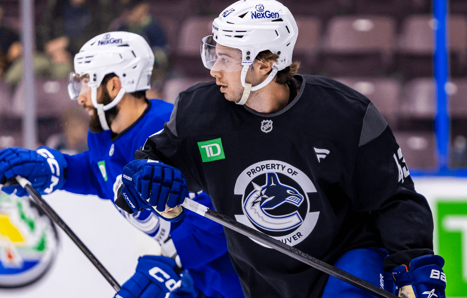 Quinn Hughes and Phil Di Giuseppe on day one of Vancouver Canucks training camp from Penticton, BC.
