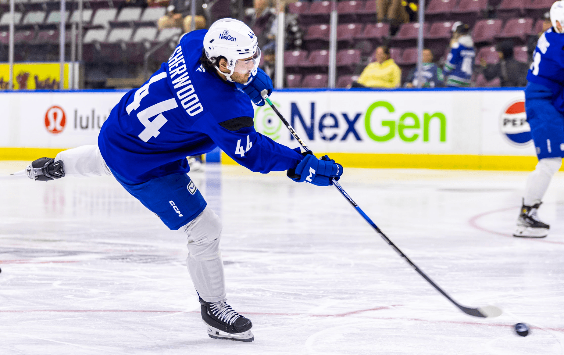 Kiefer Sherwood during day one of Vancouver Canucks training camp from Penticton, BC. Sep. 19, 2024