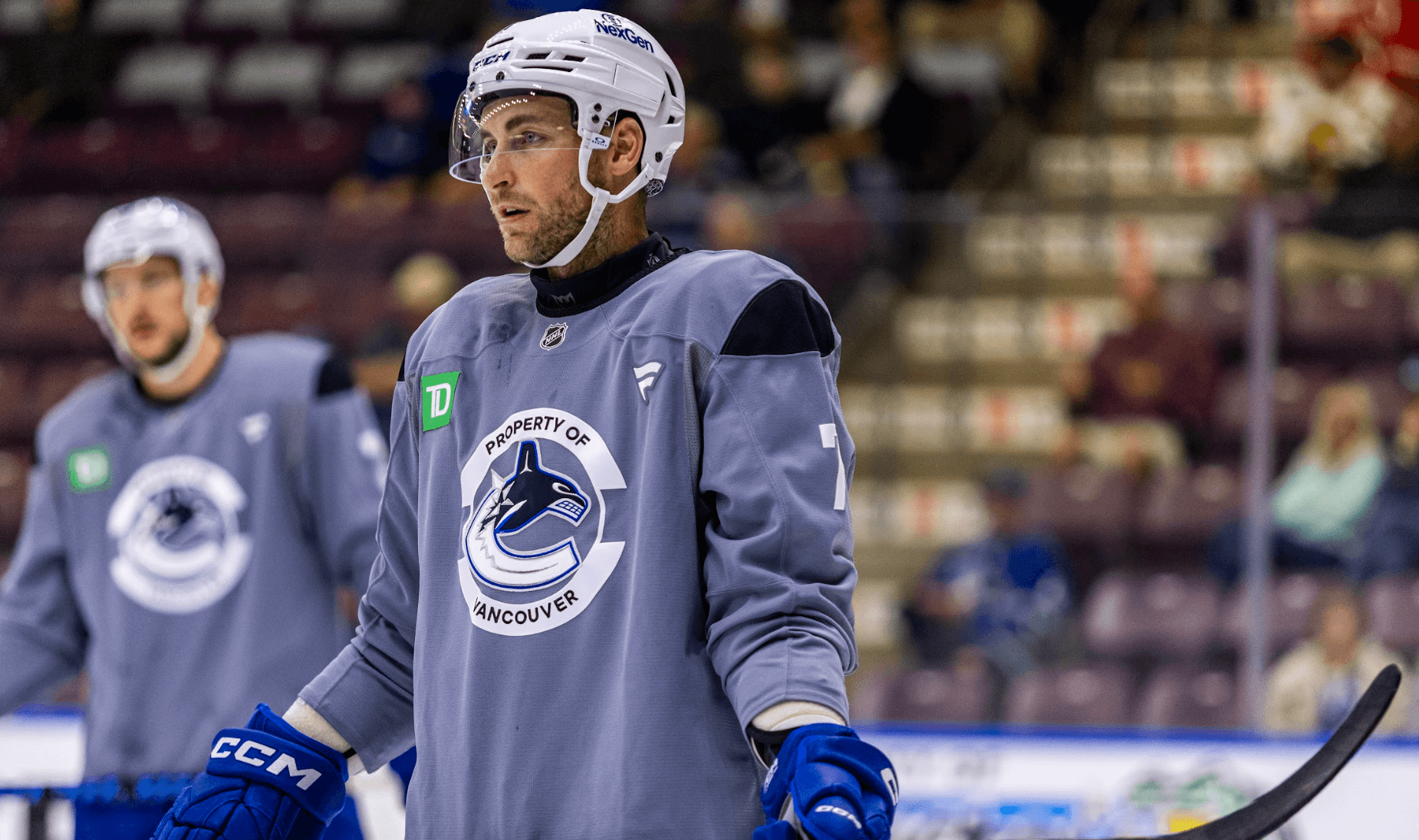 Carson Soucy during day one of Vancouver Canucks training camp from Penticton, BC. Sep. 19, 2024