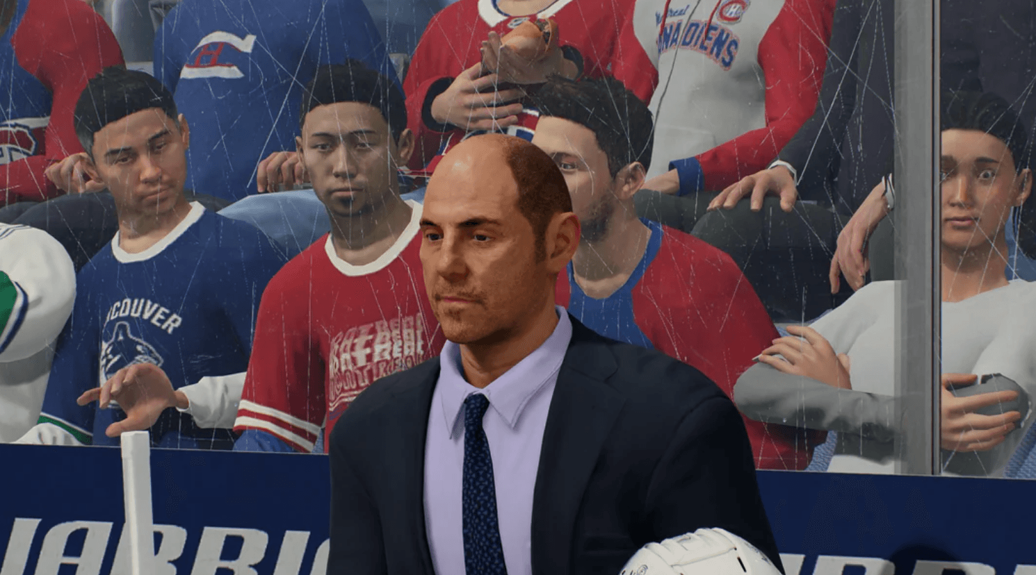 The NHL 25 model of Vancouver Canucks head coach Rick Tocchet