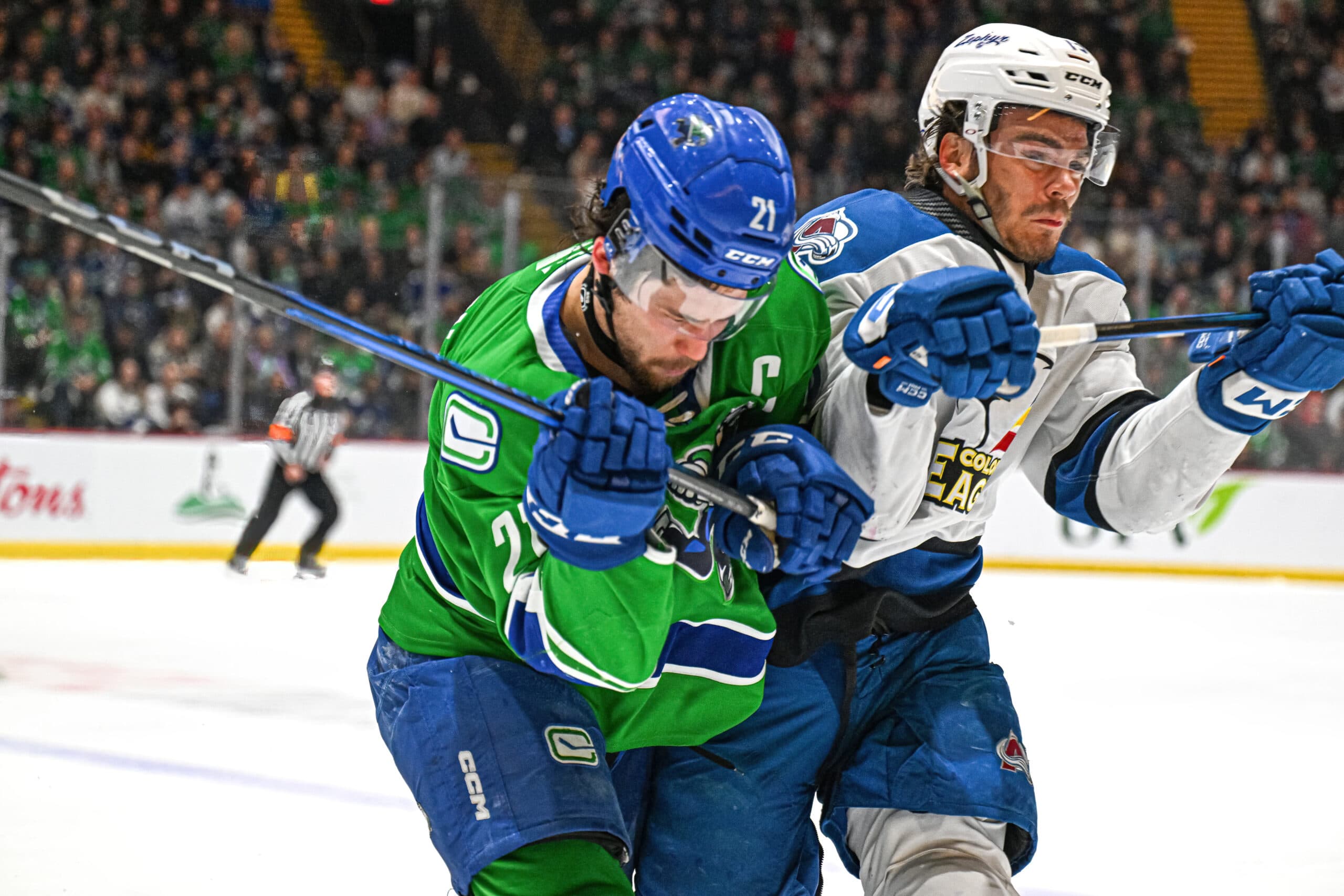 Abbotsford Canucks captain Chase Wouters during the team's AHL playoff game against the Colorado Eagles